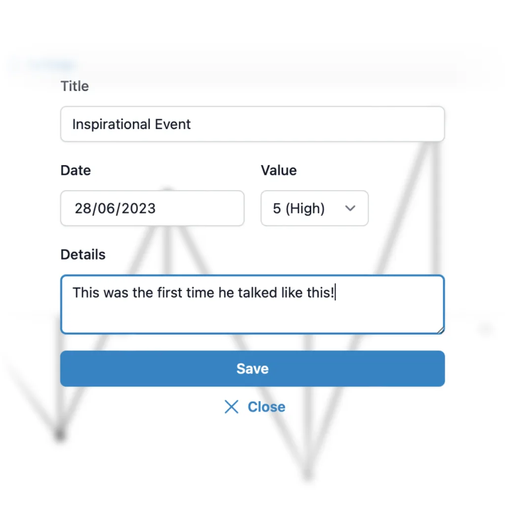 Life Line chart showing progress tracking over time