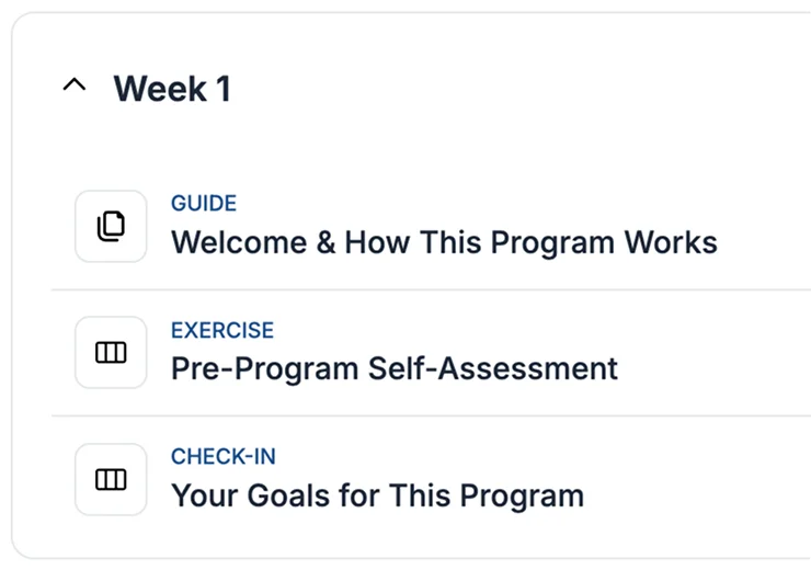 Activity flow showing worksheets, lessons, tasks and events