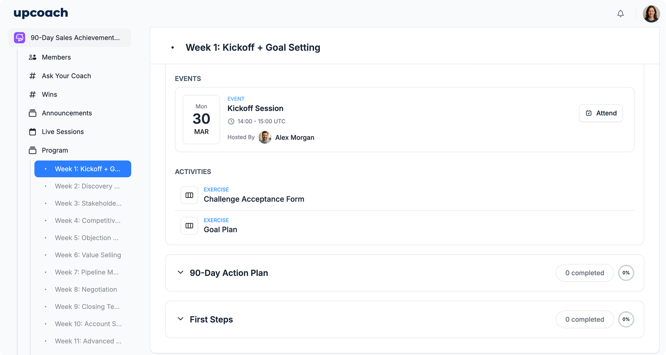 Cohort-Based program structure in upcoach