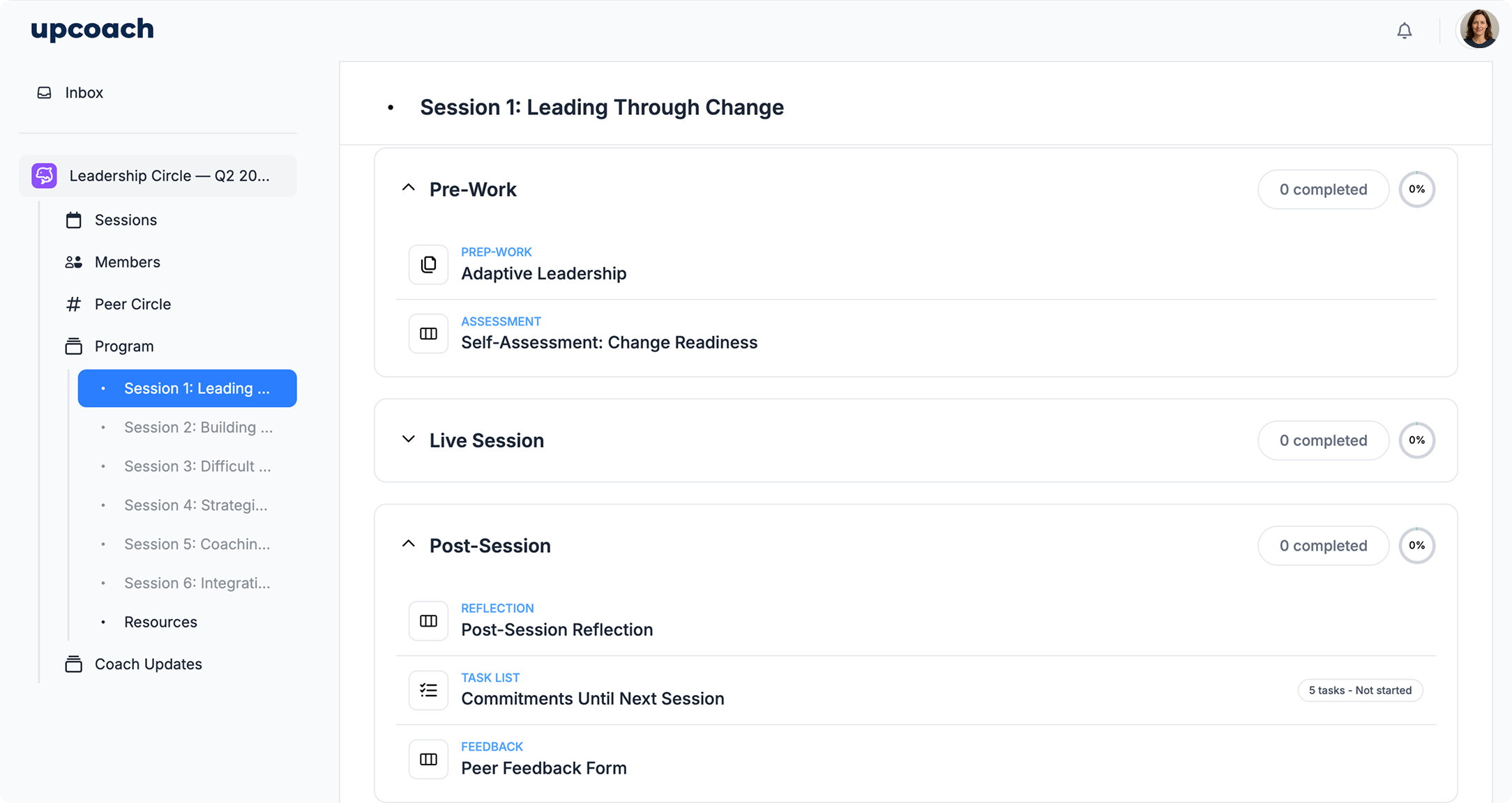 Group Coaching program structure in upcoach