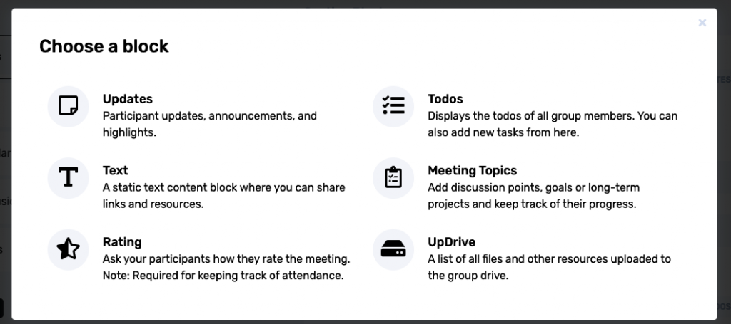 block-types | upcoach coaching platform