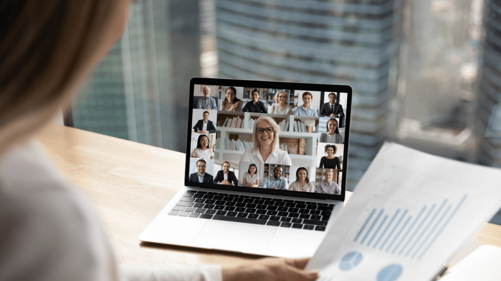 Laptop screen showing an online community interacting with each other